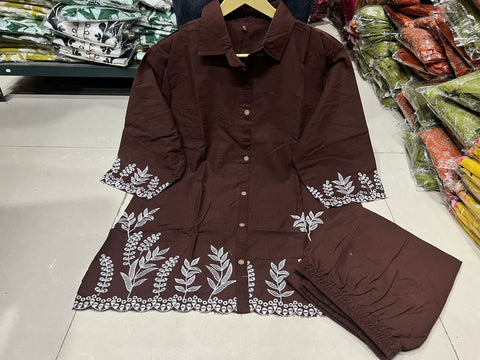 Premium Cotton Embroidered Coord Set for Women Stylish Casual Wear