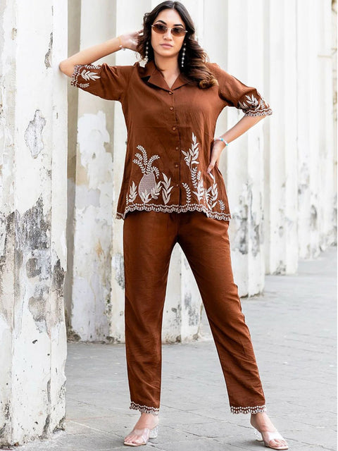 Premium Cotton Embroidered Coord Set for Women Stylish Casual Wear