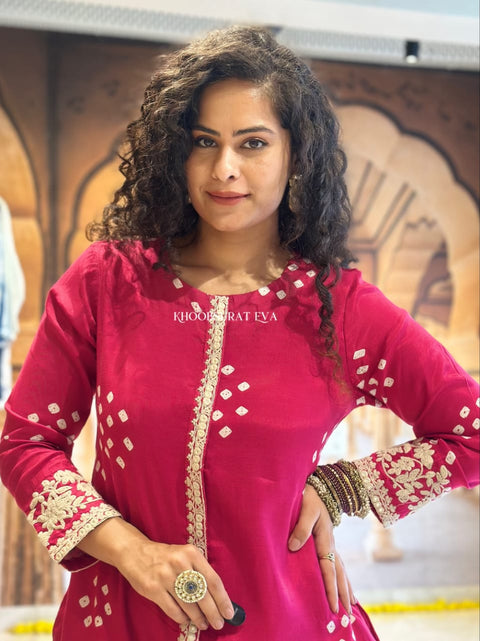 Heavy Cotton Kurti Pant Set with Embroidery Work Stylish Ethnic Wear