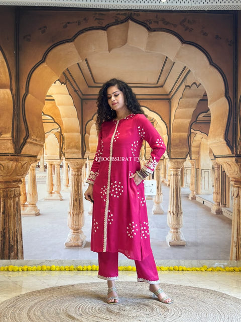 Heavy Cotton Kurti Pant Set with Embroidery Work Stylish Ethnic Wear