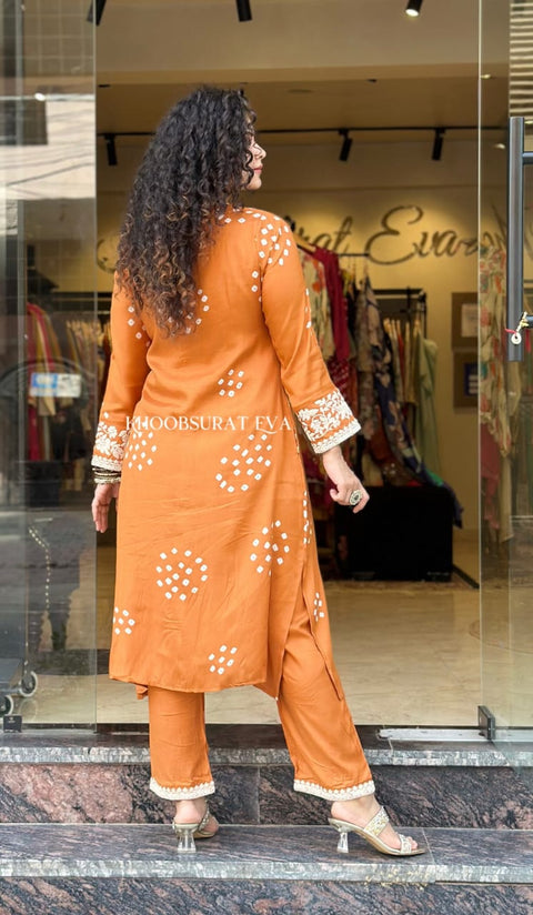 Heavy Cotton Kurti Pant Set with Embroidery Work Stylish Ethnic Wear