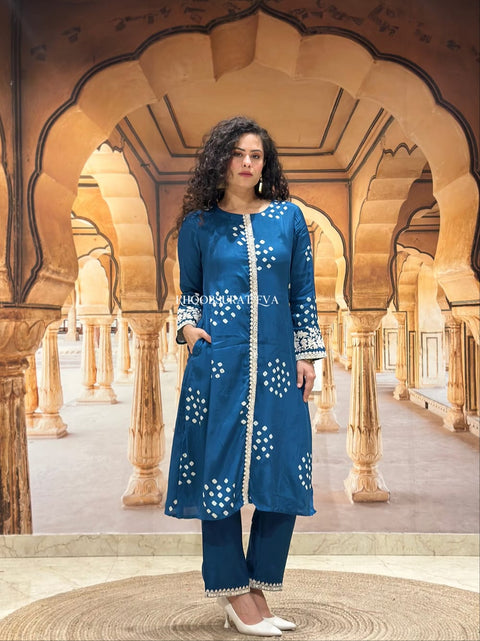 Heavy Cotton Kurti Pant Set with Embroidery Work Stylish Ethnic Wear