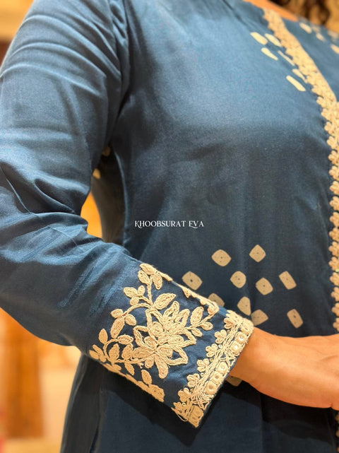 Heavy Cotton Kurti Pant Set with Embroidery Work Stylish Ethnic Wear