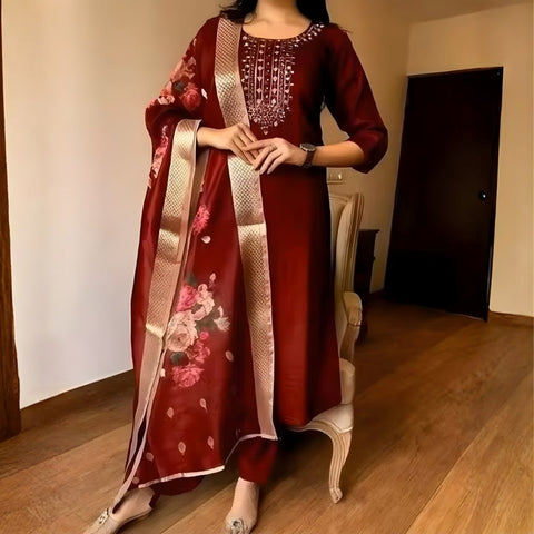 Kaju Katri Embroidery Sequence Work  Wedding Wear