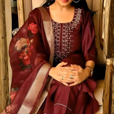 Kaju Katri Embroidery Sequence Work  Wedding Wear