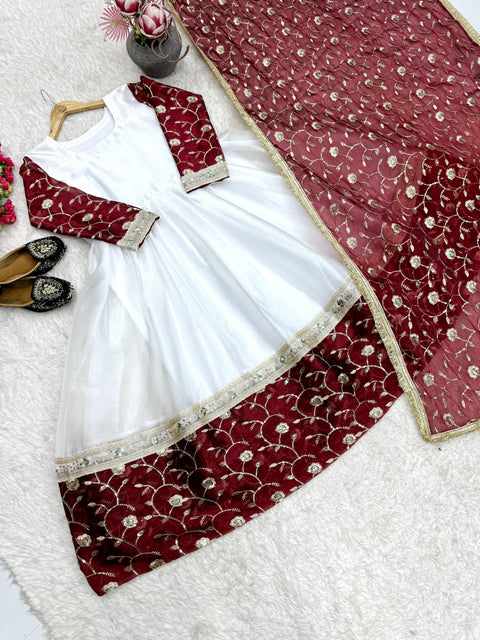 NEW DESIGNER HEAVY BURBERRY CHIFFON EMBROIDERY SEQUENCE WORK GOWN