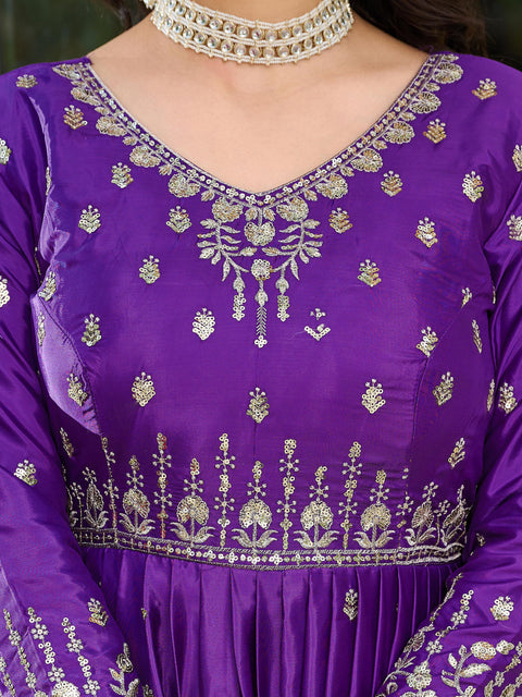 Elegant Embroidered Gown with Dupatta