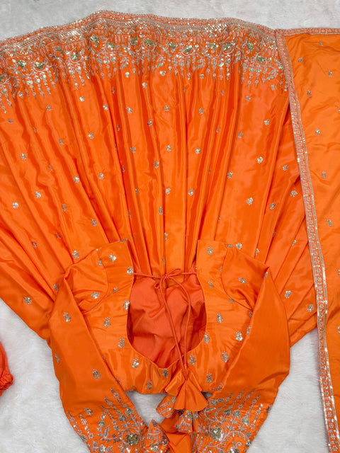 Elegant Embroidered Gown with Dupatta