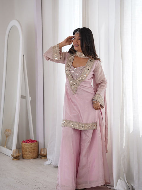 Designer Embroidered Silk Ethnic Wear Set
