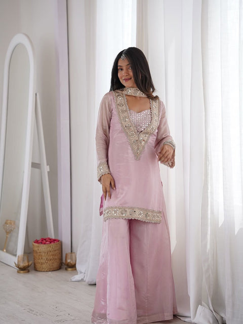 Designer Embroidered Silk Ethnic Wear Set