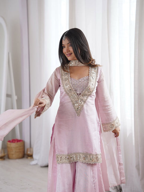 Designer Embroidered Silk Ethnic Wear Set