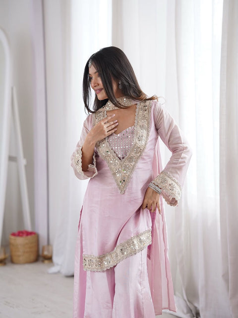 Designer Embroidered Silk Ethnic Wear Set