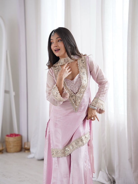 Designer Embroidered Silk Ethnic Wear Set