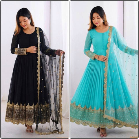 Party Wear Embroidered Anarkali Dress for Women