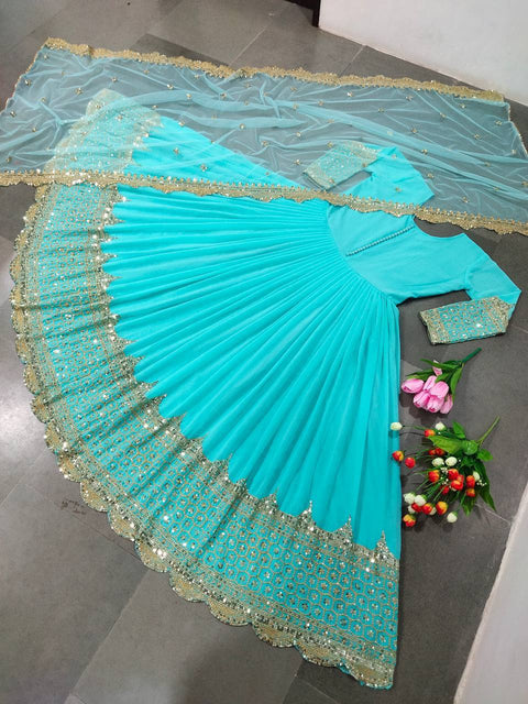 Party Wear Embroidered Anarkali Dress for Women