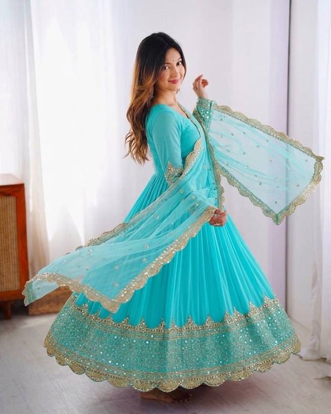 Party Wear Embroidered Anarkali Dress for Women