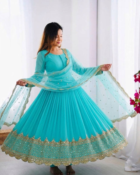 Party Wear Embroidered Anarkali Dress for Women