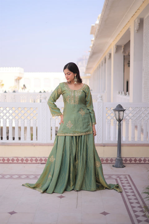 Premium Designer Top Sharara & Dupatta Set