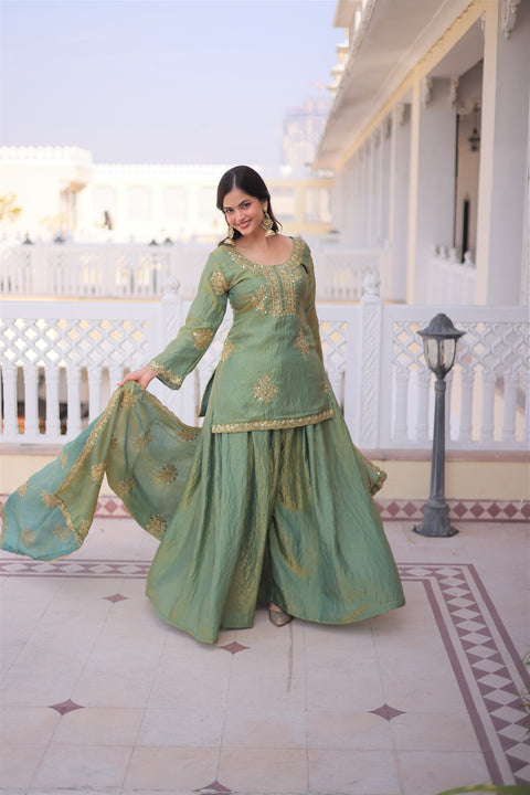 Premium Designer Top Sharara & Dupatta Set