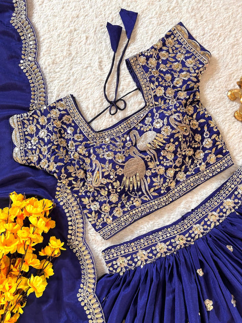 Silver Zari Sequins Embroidered Lehenga Choli Set with Dupatta  Wedding & Festive Collection