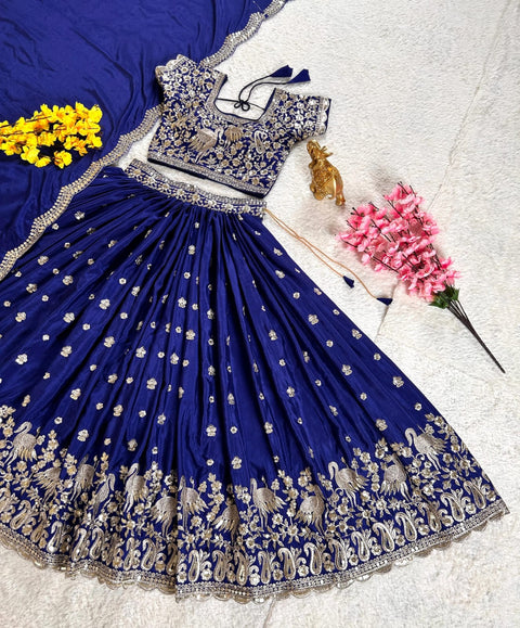Silver Zari Sequins Embroidered Lehenga Choli Set with Dupatta  Wedding & Festive Collection