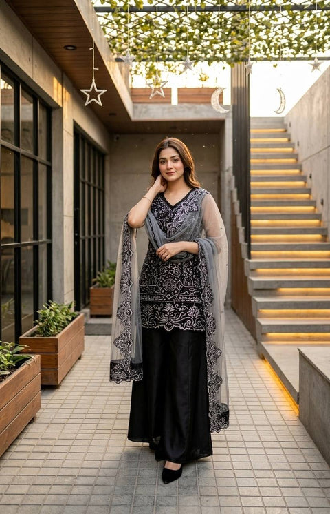 Designer Party Wear 3 Piece Suit Set