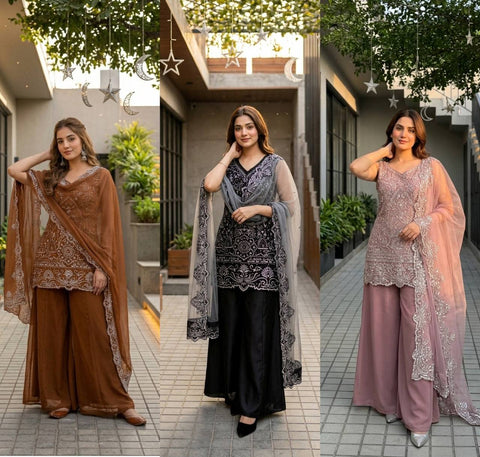Designer Party Wear 3 Piece Suit Set