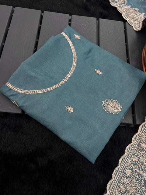 Premium Chocolate Silk Saree with Embroidery & Diamond Work  Elegant Party Wear