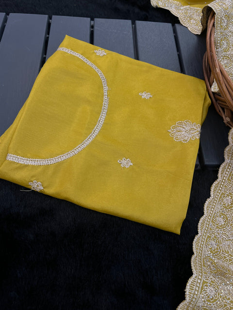 Premium Chocolate Silk Saree with Embroidery & Diamond Work  Elegant Party Wear