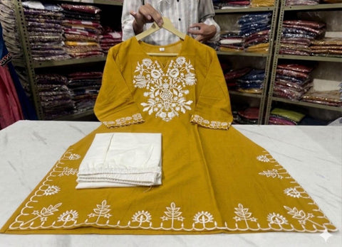 Premium Jaipur Cotton Cord Set with Embroidery Work & Pocket Design