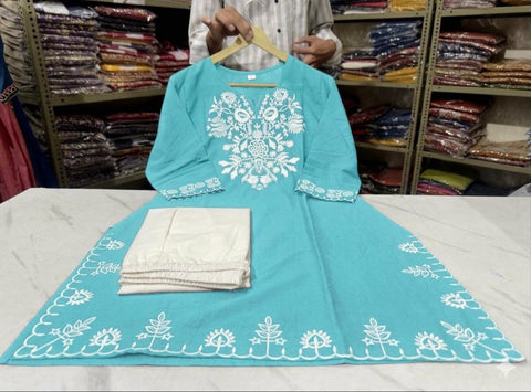 Premium Jaipur Cotton Cord Set with Embroidery Work & Pocket Design