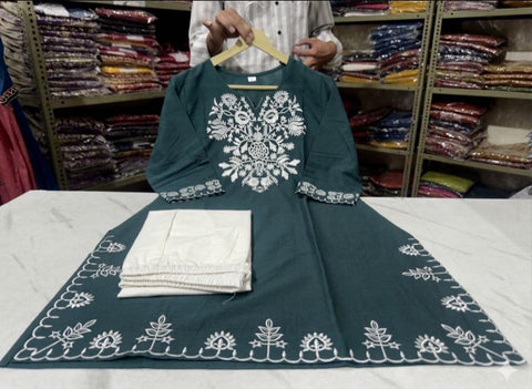 Premium Jaipur Cotton Cord Set with Embroidery Work & Pocket Design
