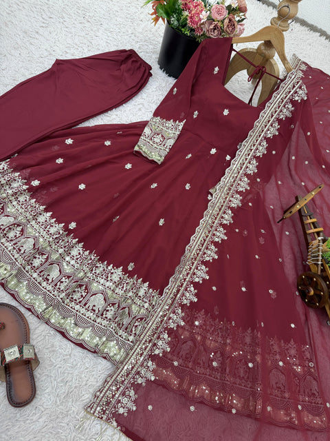 Elegant Party Wear Gown with Dupatta Set