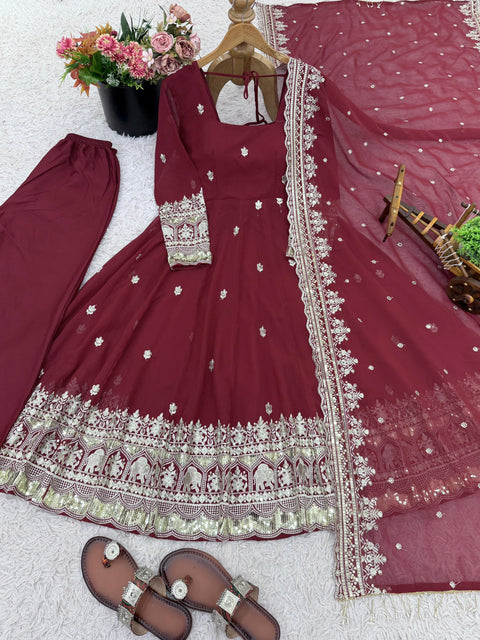 Elegant Party Wear Gown with Dupatta Set