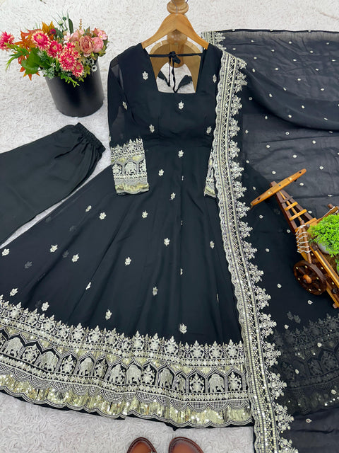 Elegant Party Wear Gown with Dupatta Set