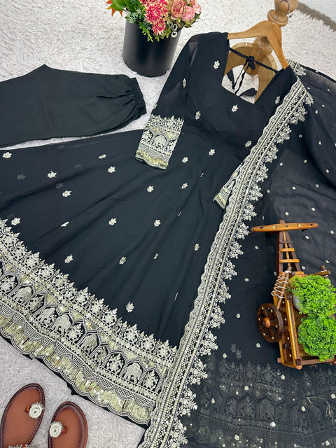 Elegant Party Wear Gown with Dupatta Set