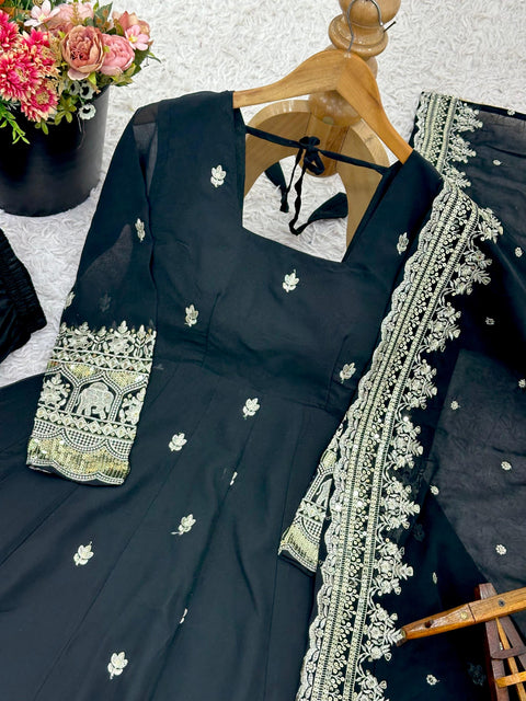 Elegant Party Wear Gown with Dupatta Set