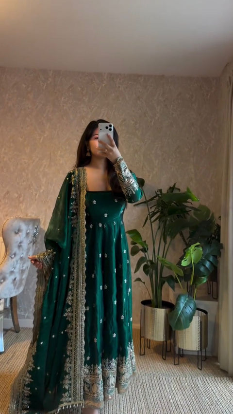 Elegant Party Wear Gown with Dupatta Set