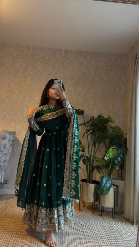 Elegant Party Wear Gown with Dupatta Set
