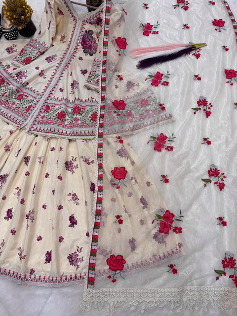 Party Wear Peplum Sharara with Net Dupatta