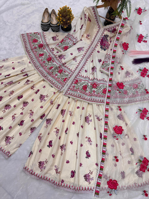 Party Wear Peplum Sharara with Net Dupatta