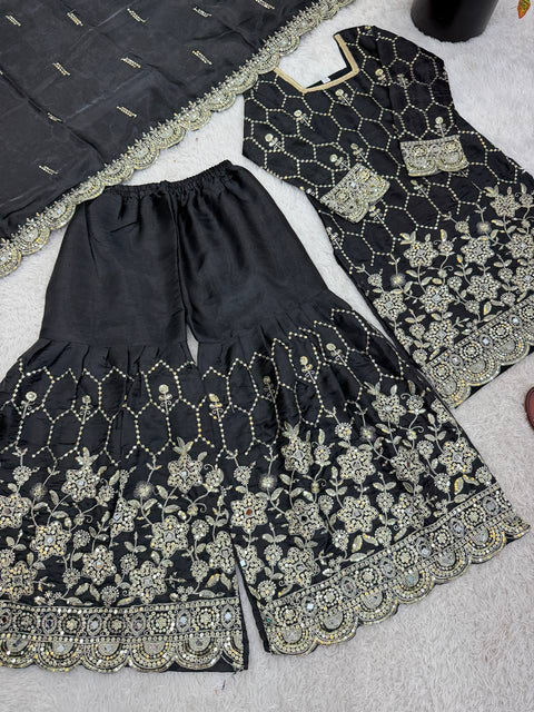 Designer GMY Silk Sharara Set with Dupatta
