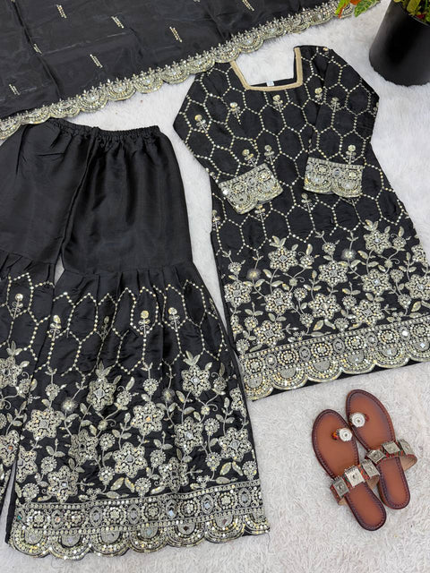 Designer GMY Silk Sharara Set with Dupatta