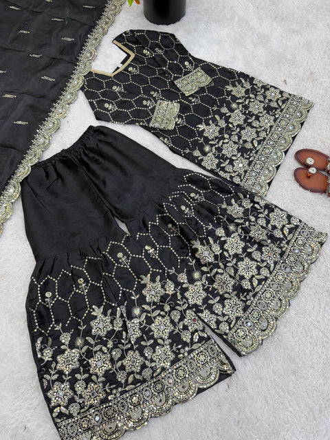 Designer GMY Silk Sharara Set with Dupatta