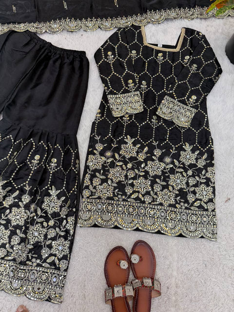Designer GMY Silk Sharara Set with Dupatta