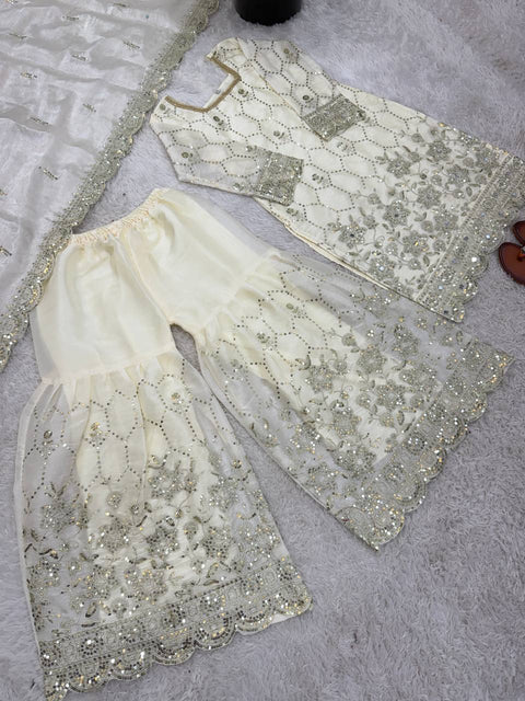Designer GMY Silk Sharara Set with Dupatta
