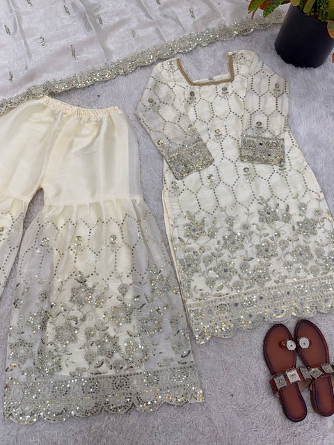Designer GMY Silk Sharara Set with Dupatta