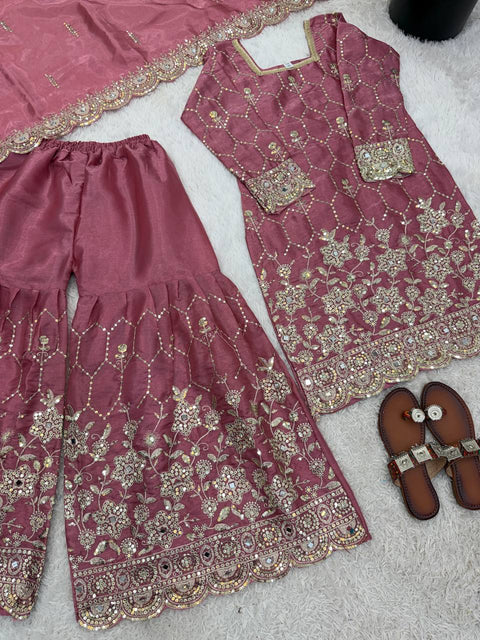 Designer GMY Silk Sharara Set with Dupatta