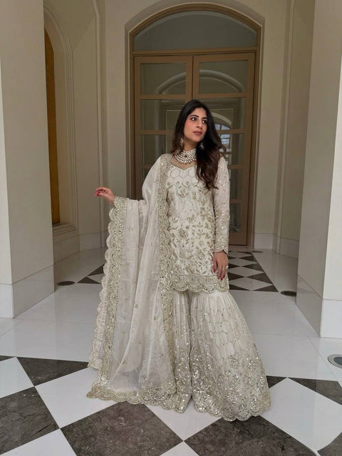 Designer GMY Silk Sharara Set with Dupatta