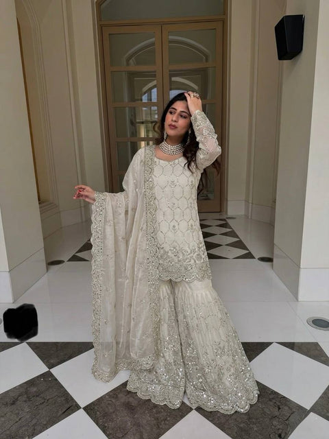 Designer GMY Silk Sharara Set with Dupatta